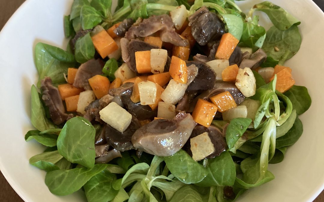 Salad with Duck Gizzards Confit