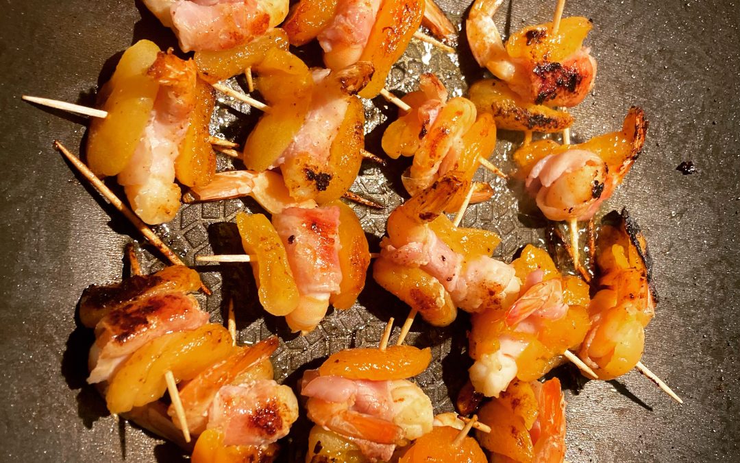 Prosciutto-wrapped Shrimp with Apricots